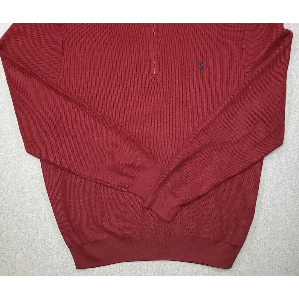 Polo Ralph Lauren‎ Pima Cotton Quarter Zip Sweater Mens Maroon Sz XXL Pullover - Picture 2 of 11